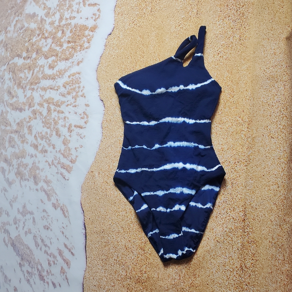 Becca by Rebecca Virtue Women's Violet Tie Dye One Shoulder One Piece Swimsuit